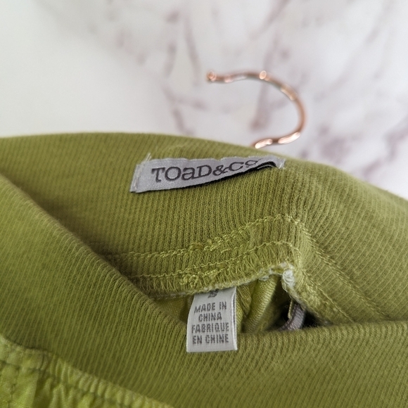 Toad & Co Shorts Womens Small Linen Roll Bermuda Pull On Elastic Chartreuse - Picture 3 of 11